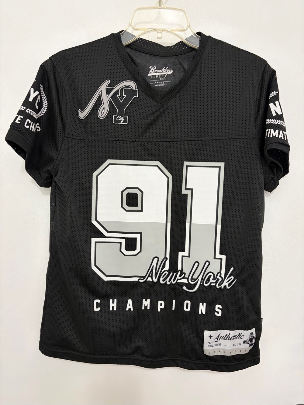 Brooklyn clothes Mens Black '91 New York Champions Mesh Jersey